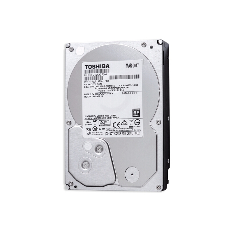 东芝(TOSHIBA) 2TB 64MB 7200RPM 台式机机械硬盘 SATA接口 消费级系列 (DT01ACA200) 个人电脑与外部存储